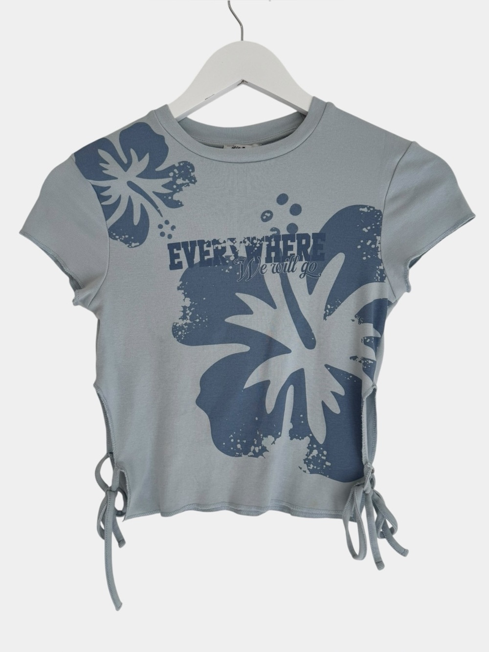 Vintage baby tee hibiscus boho y2k